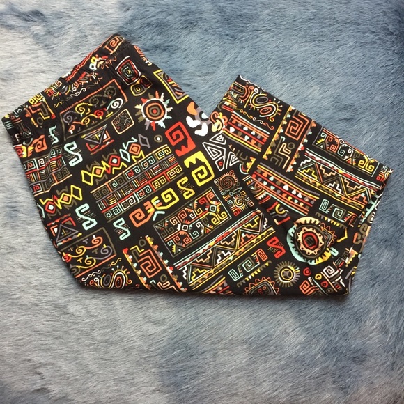 Pants - LAST 1 PlusSize black leggings multicolor tribal